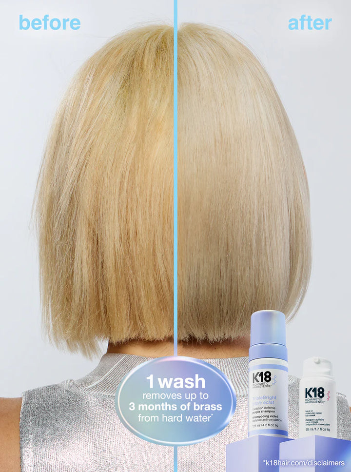 K18 TripleBright  Shampoo | Shampooing Violet Détox Éclat Blond & Cheveux Éclaircis