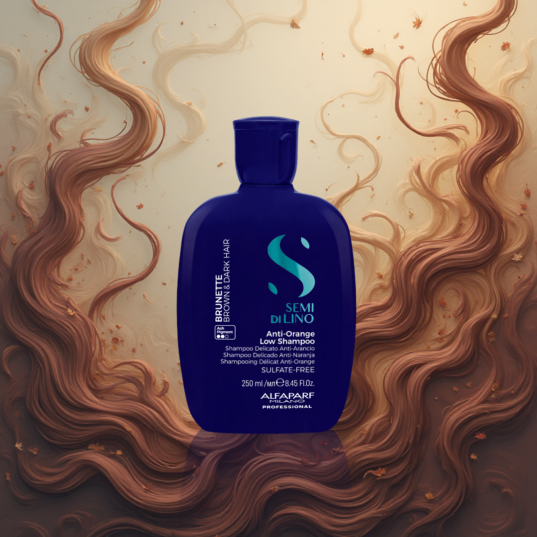 SHAMPOING BRUNETTE ANTI-REFLETS ORANGE – ÉCLAT & DOUCEUR | SQUARE F