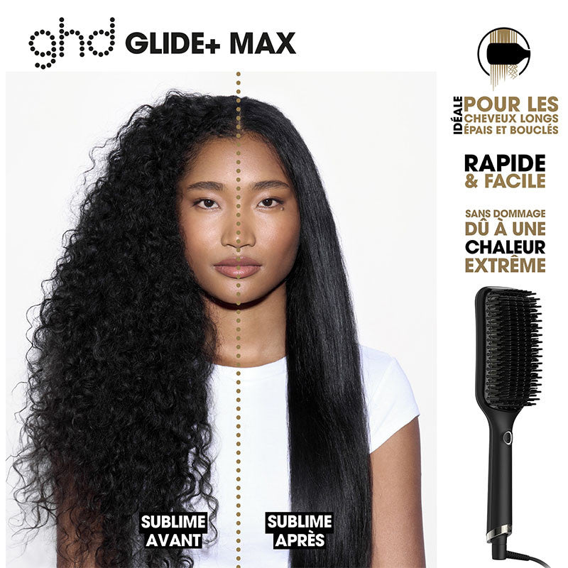 Brosse Chauffante Lissante ghd Glide+ Max – Cheveux Longs, Épais & Bouclés